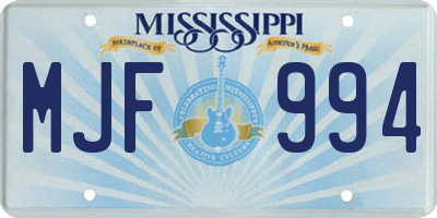 MS license plate MJF994