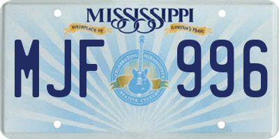 MS license plate MJF996