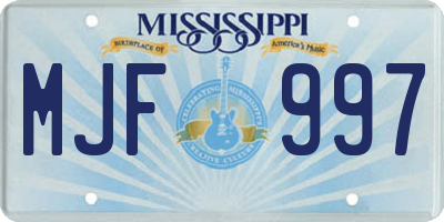 MS license plate MJF997