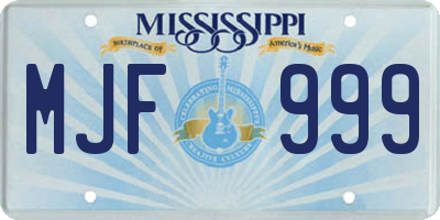 MS license plate MJF999