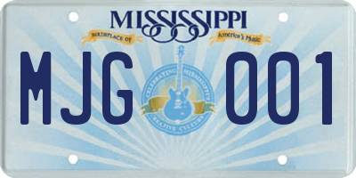 MS license plate MJG001