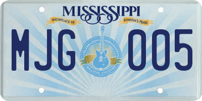 MS license plate MJG005