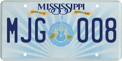 MS license plate MJG008