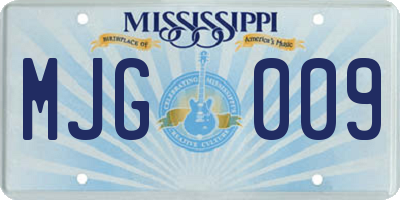 MS license plate MJG009