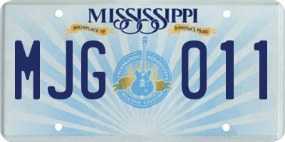 MS license plate MJG011