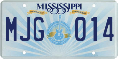 MS license plate MJG014