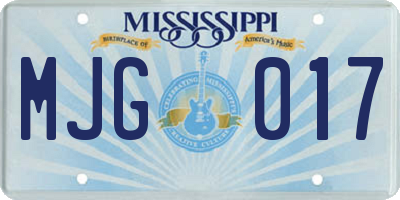 MS license plate MJG017