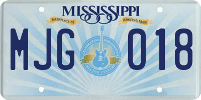 MS license plate MJG018