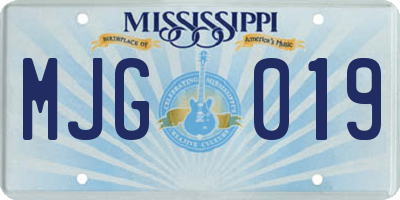 MS license plate MJG019