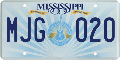 MS license plate MJG020