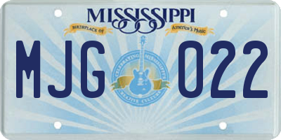 MS license plate MJG022