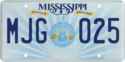 MS license plate MJG025