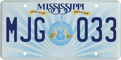 MS license plate MJG033
