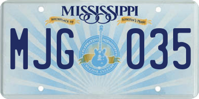 MS license plate MJG035