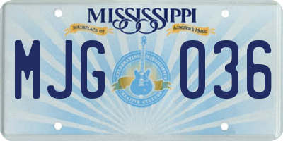 MS license plate MJG036