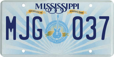 MS license plate MJG037