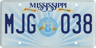 MS license plate MJG038