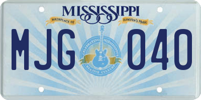 MS license plate MJG040