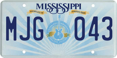 MS license plate MJG043