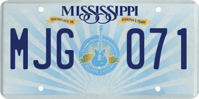 MS license plate MJG071