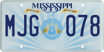 MS license plate MJG078