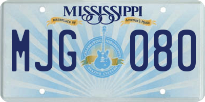 MS license plate MJG080