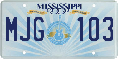 MS license plate MJG103