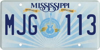 MS license plate MJG113