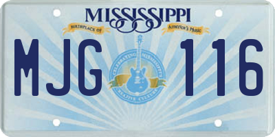 MS license plate MJG116