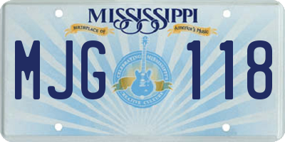 MS license plate MJG118