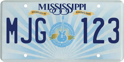 MS license plate MJG123