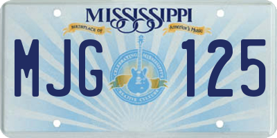 MS license plate MJG125