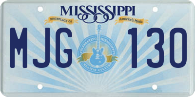 MS license plate MJG130