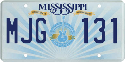 MS license plate MJG131