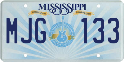 MS license plate MJG133