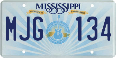 MS license plate MJG134