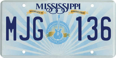 MS license plate MJG136