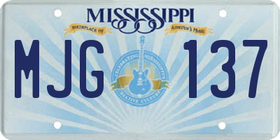 MS license plate MJG137