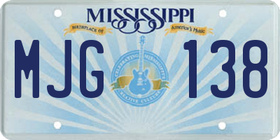 MS license plate MJG138