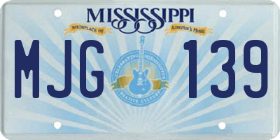 MS license plate MJG139