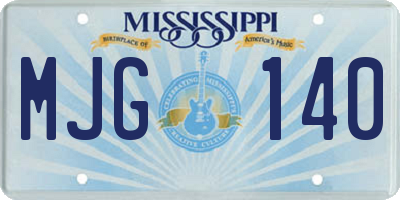 MS license plate MJG140