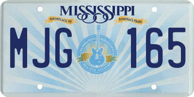 MS license plate MJG165