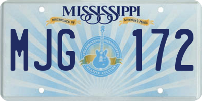 MS license plate MJG172