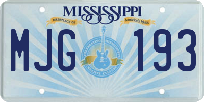 MS license plate MJG193