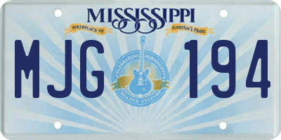 MS license plate MJG194
