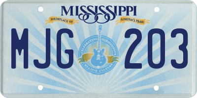 MS license plate MJG203