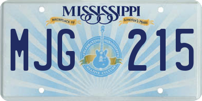 MS license plate MJG215