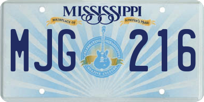 MS license plate MJG216