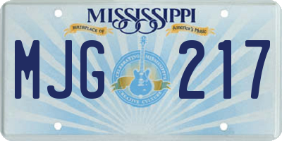 MS license plate MJG217