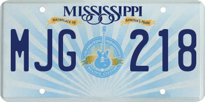 MS license plate MJG218